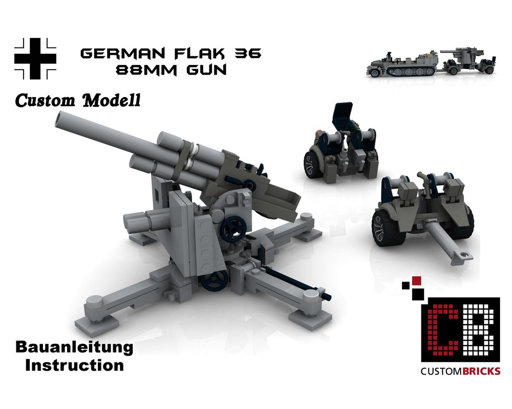 Lego Moc Custom Ww2 Flak 36 88mm Cannon By Custombricks Ww2 Rebrickable Build With Lego - custom german flak cannon roblox