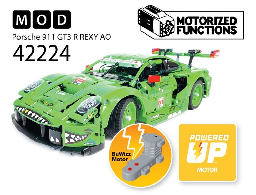 LEGO MOC-250829 42224 Porsche 911 GT3 R REXY AO Racing Car RC MOD