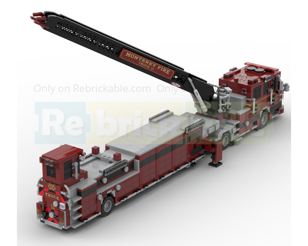 LEGO MOC-251412 2025 Pierce Enforcer Tiller Ladder Fire Truck Monterey ...
