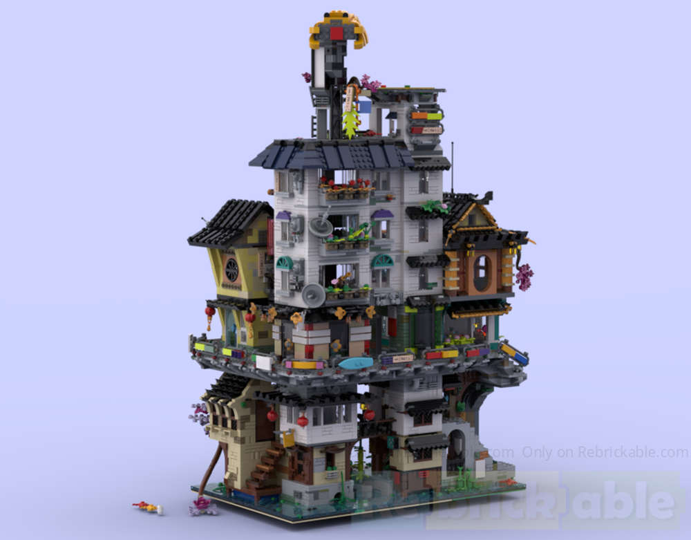 LEGO MOC Ninjago City Neighborhood - The Complete Build + Extras