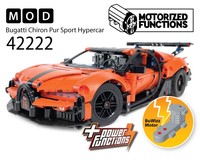 42222 Bugatti Chiron Pur Sport Hypercar RC MOD for Power Function & BuWizz Mortors