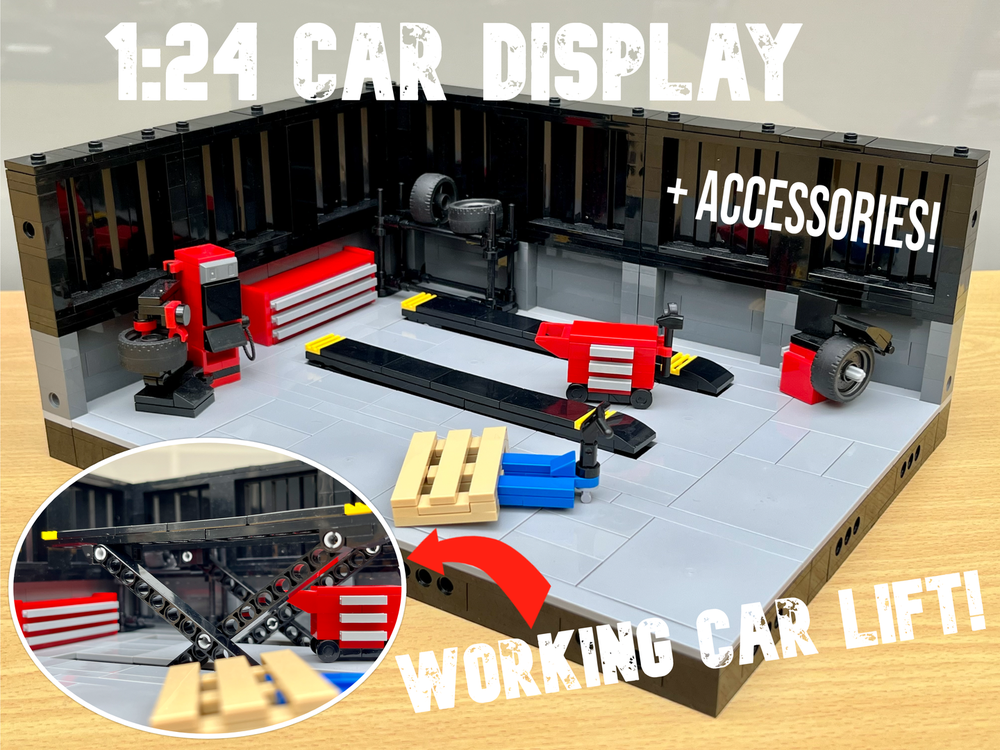 LEGO MOC-262343 Speed Champions Garage [Working Car Lift +
