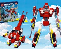 Transformer Cybertronian Jet / Brainstorm, built using LEGO Dreamzzz 71497: Cooper's Tiger Mech and Zero's Hot rod car