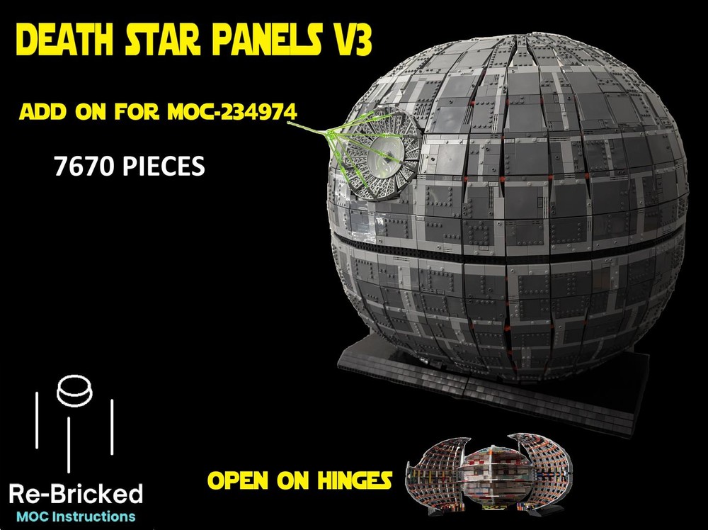 LEGO MOC-264783 Death Star Panels V3 add on for MOC-234974 by re