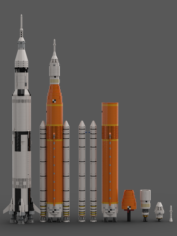 MOC NASA Space System Artemis SLS Block 1 (1:110 Saturn V scale) by MoppeW40k | Rebrickable - with LEGO