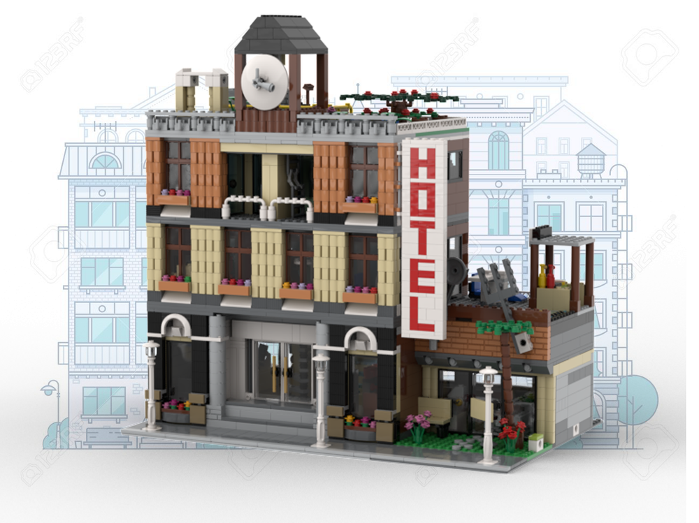 LEGO MOC City Hotel by studsandtubes | Rebrickable - Build with LEGO