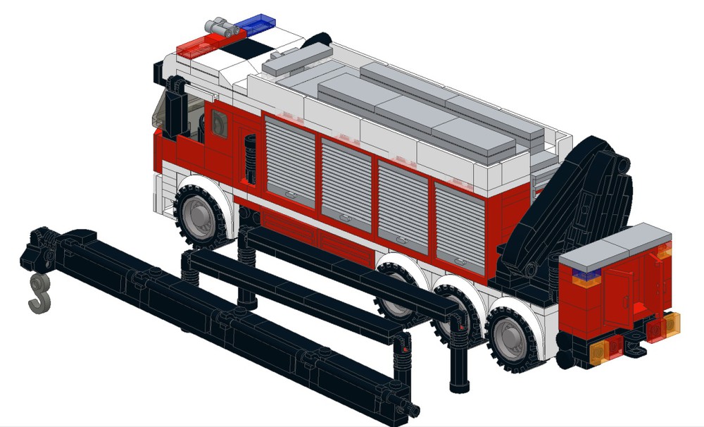 LEGO MOC Fire Truck Red White + crane by BrickStore-Lausitz | Rebrickable - Build with LEGO