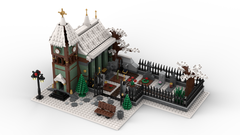 kort drivhus klinke LEGO MOC Winter Village Church with Graveyard by Basti89 | Rebrickable -  Build with LEGO
