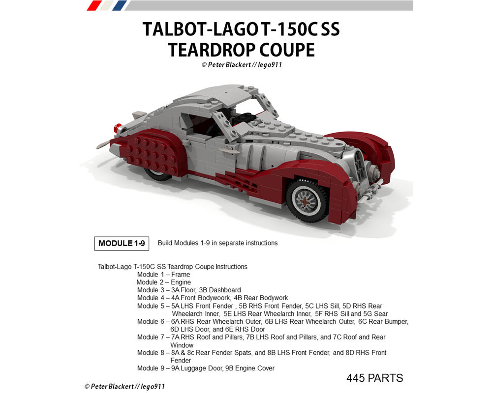 LEGO MOC Talbot-Lago T-150 SS Teardrop Coupe - Miniland 1:21 - Display ...