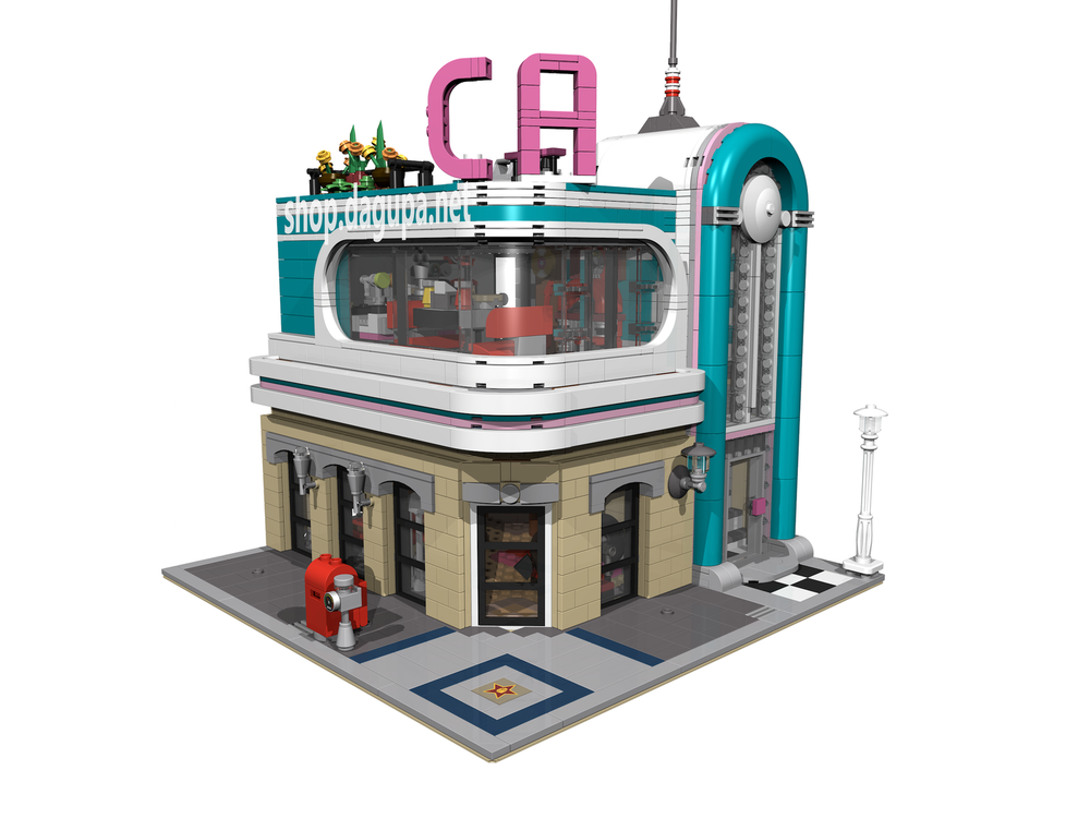 LEGO MOC Downtown Diner California by dagupa Rebrickable Build