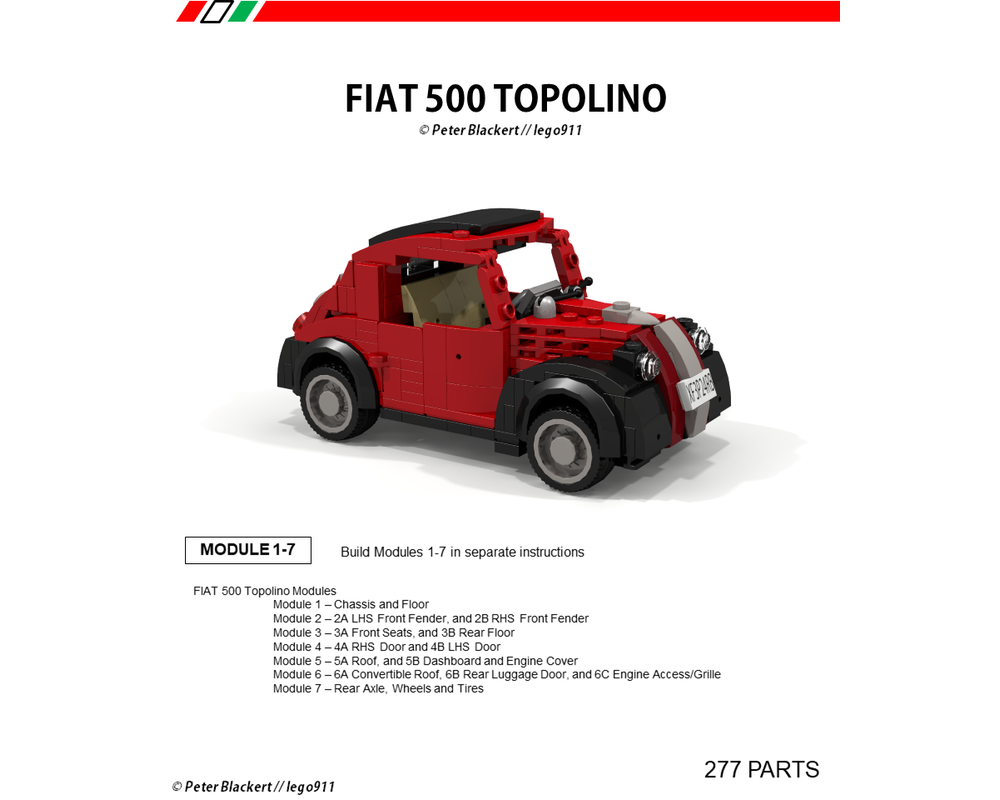 Lego Moc 32917 Fiat 500 Topolino Miniland 1 21 Basic