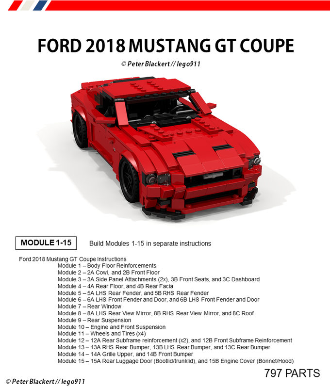 LEGO MOC Ford 2018 Mustang GT Coupe - 1:21 Miniland - Advanced by lego911 | Rebrickable Build LEGO