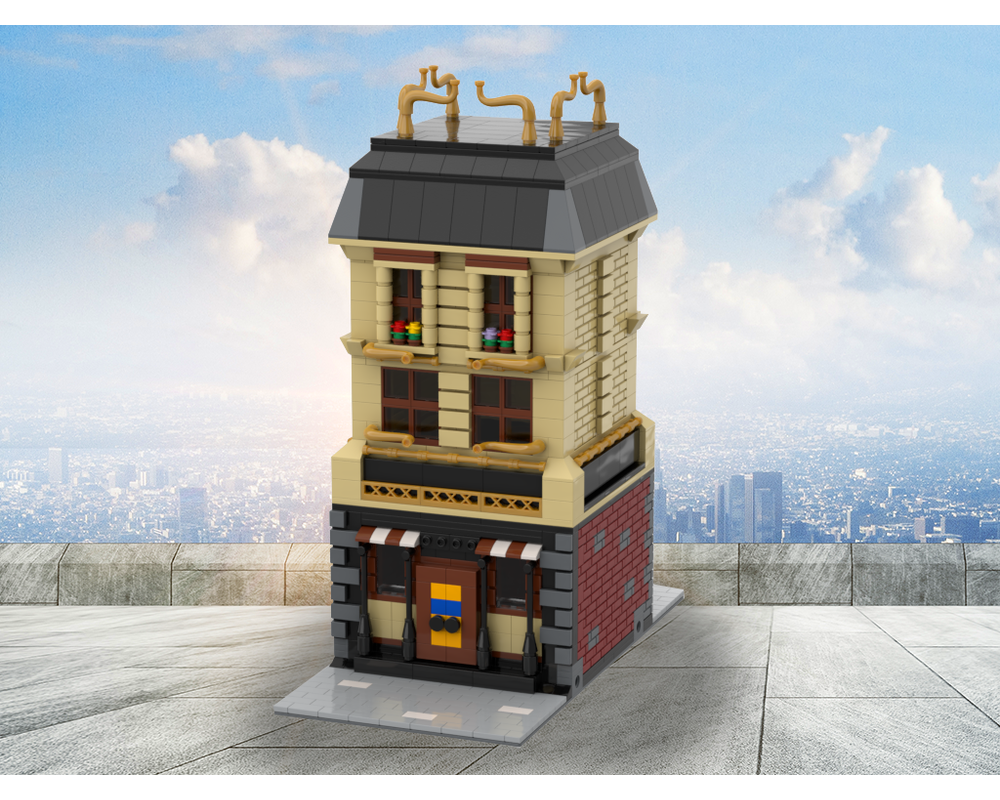 LEGO MOC Modular Old style house decorated with a bit of gold by Rebrickable Build