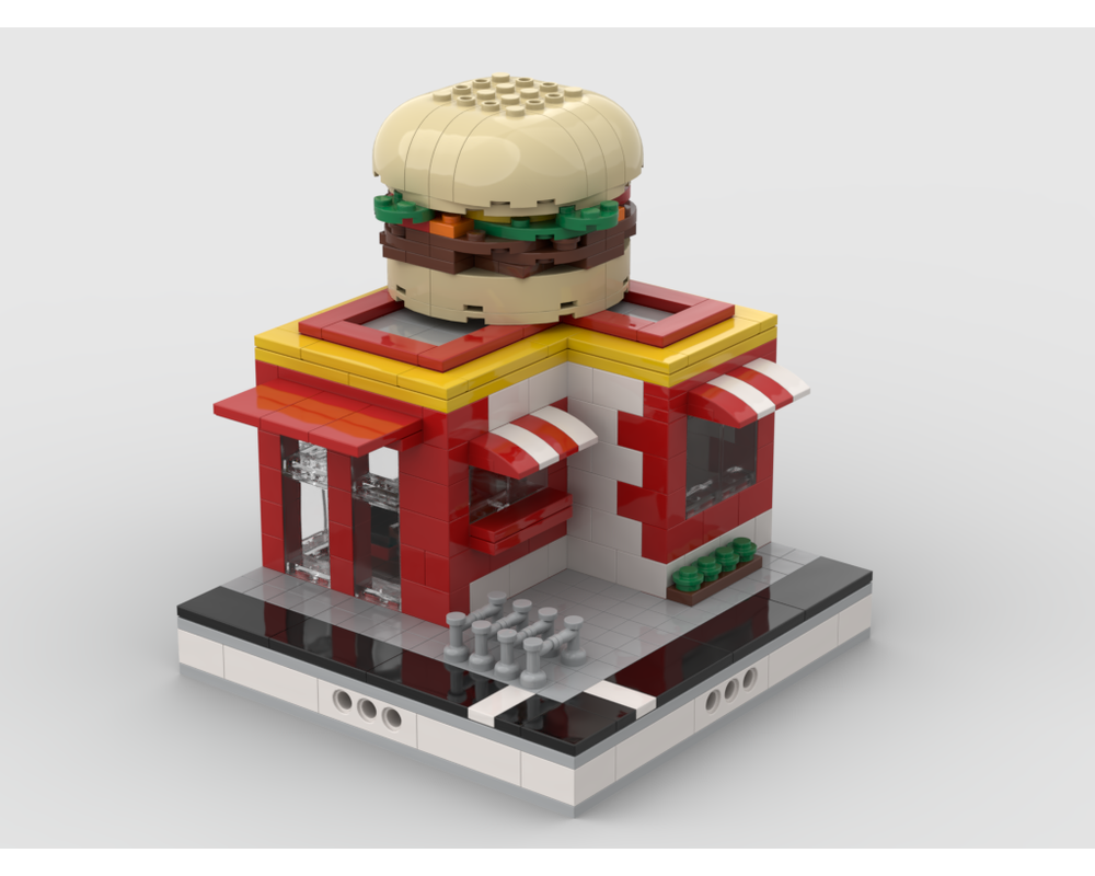 LEGO MOC33915 Burger Restaurant for a Modular City (Modular Buildings
