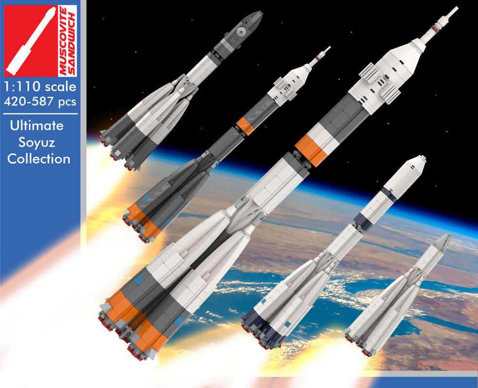LEGO MOC Ultimate Soyuz Rocket collection [1:110 Scale] by smazmats