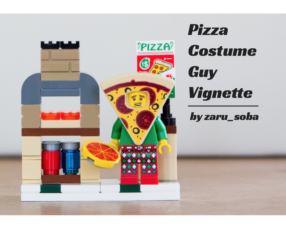 LEGO MOC Pizza Costume Guy by zaru_soba Rebrickable Build