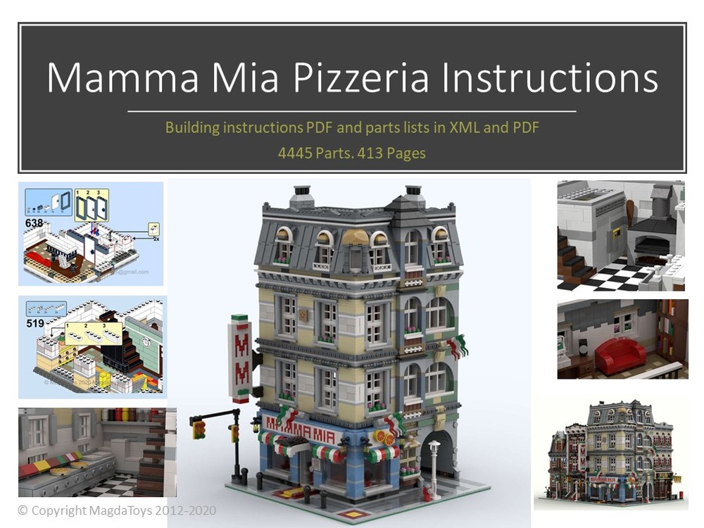 LEGO MOC-39491 Mamma Mia Pizzeria M1 by Magdatoys | Rebrickable - Build ...