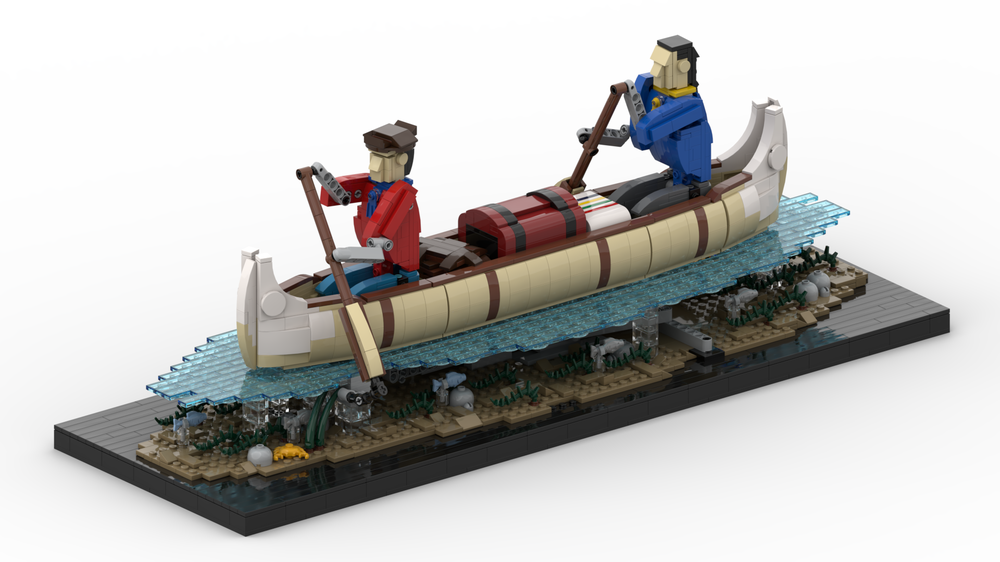 MOC Voyageurs Lego Automaton - Paddling Canoë by Mister-Gears | Rebrickable Build with