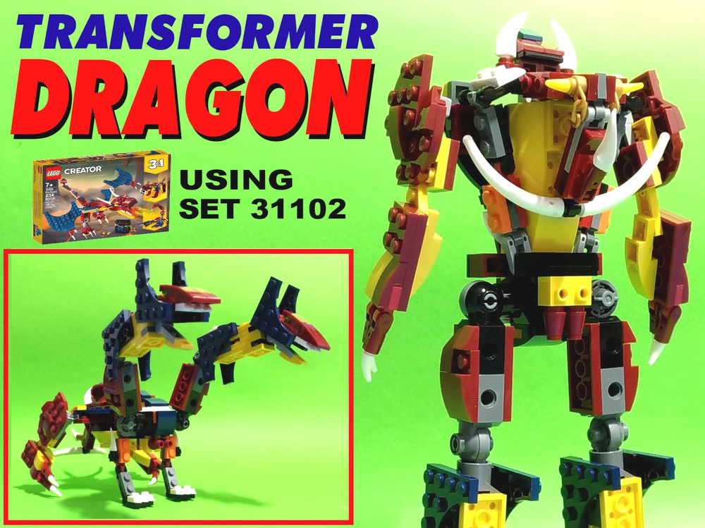 LEGO MOC Transformer 2-headed Dragon from Creator 31102: Fire 