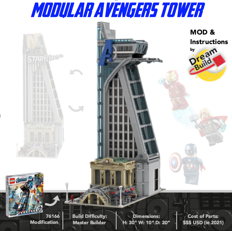 MOC Super Hero Movie Avengers Tower Bricks Toy
