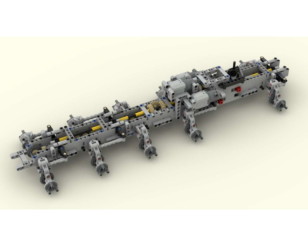 LEGO MOC42112 10x10 compact Chassis, 4/5 steered axles, Kids Mode