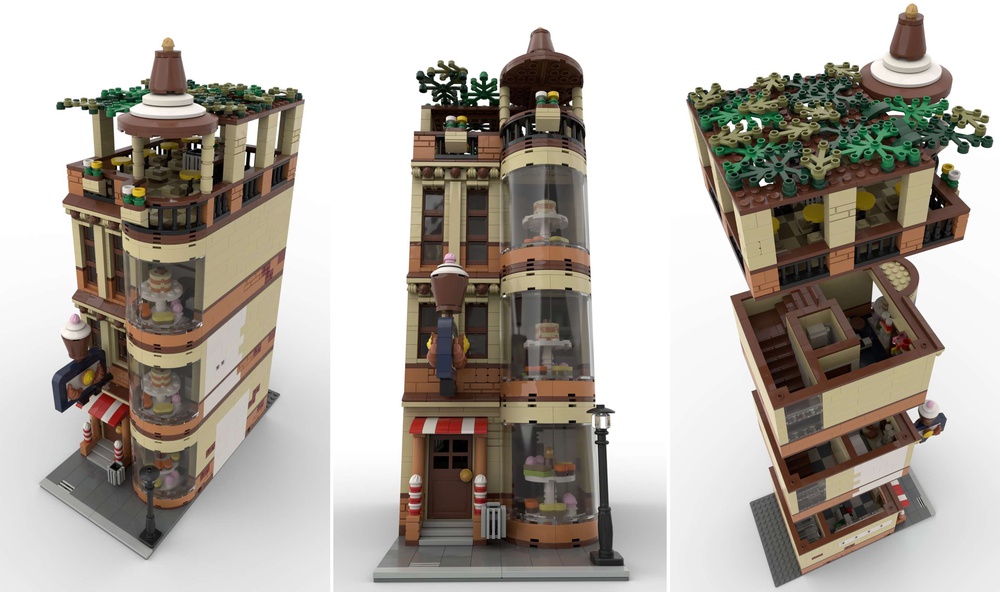Lego Moc Modular Bakery And Ice Cream Shop By Mangiafuoco | Rebrickable -  Build With Lego
