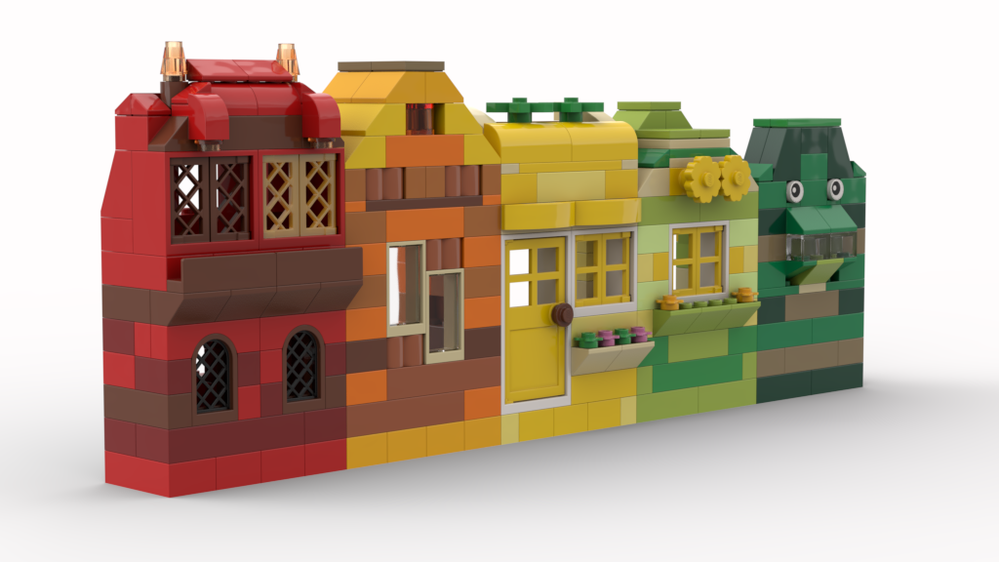 LEGO MOC-43338 10698 Rainbow houses 1-5 (red-green) p1 by Lenarex