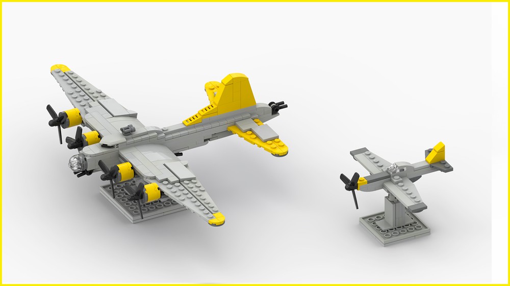 LEGO MOC Boeing B-17 + P-51 Mustang | 1:90 by DarthDesigner Rebrickable Build with LEGO