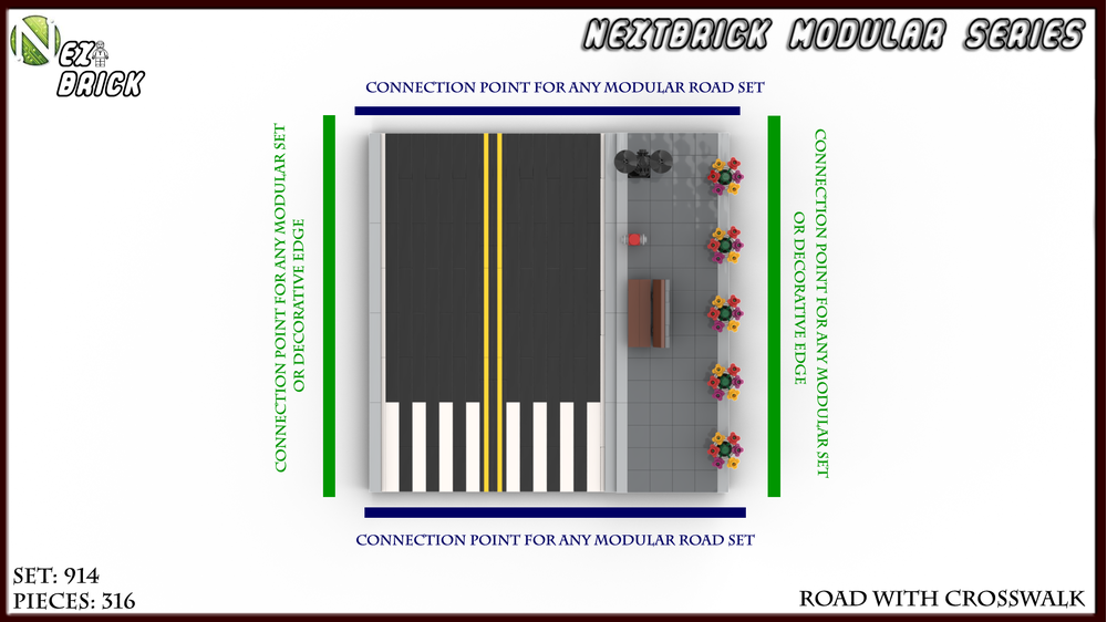 Lego Moc Nextbrick System Modular Road With Crosswalk By Cyberlogic Rebrickable Build With Lego 1603