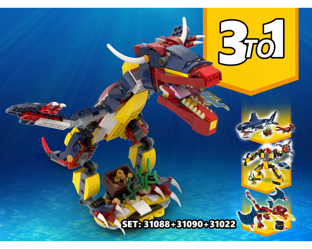 LEGO MOC 3 TO 1 Dragon Alternative Build | Build from set 31090 + 31088 + 31102 by gabizon 