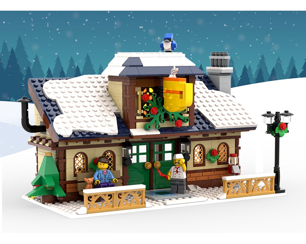 LEGO MOC Winter Village Cafe by brick_monster Rebrickable Build