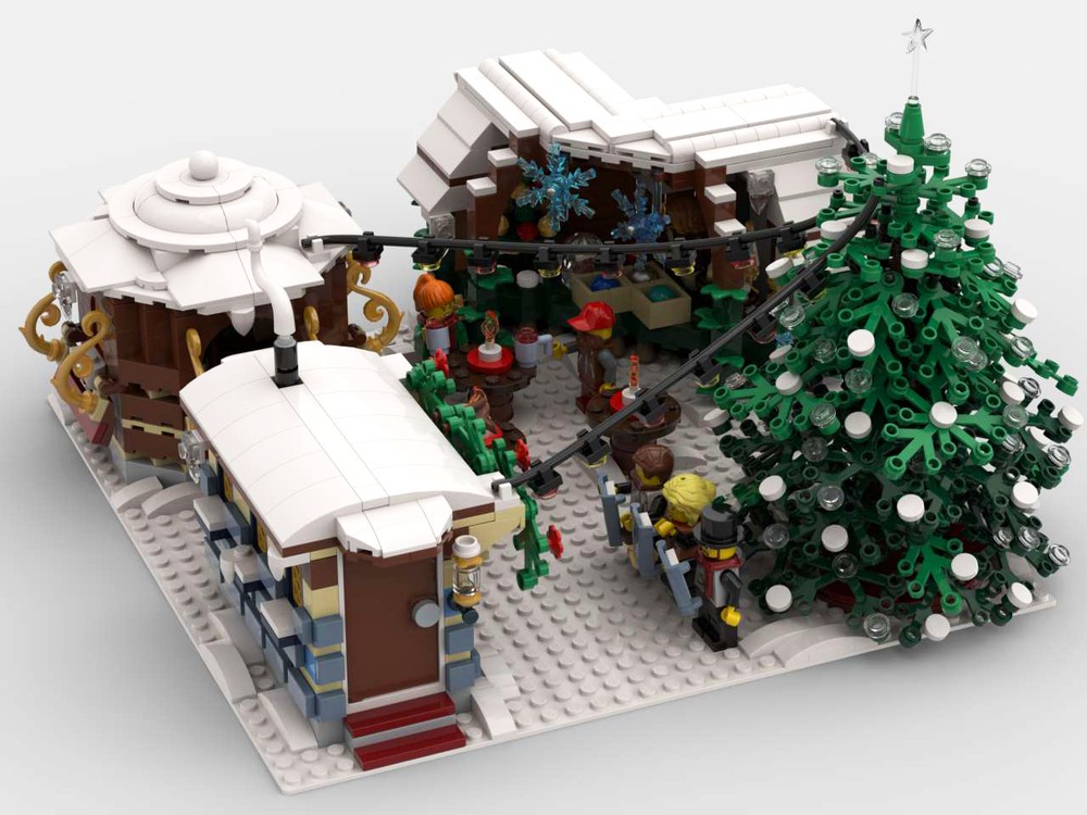 LEGO MOC Winter Village Christmas Market by Brickwood Creations Rebrickable - Build with LEGO