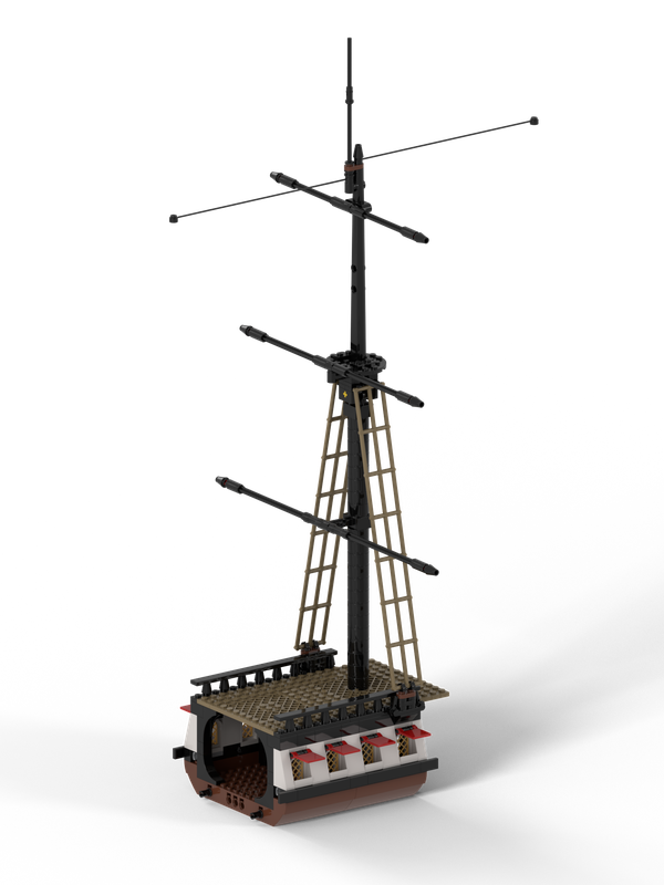 LEGO MOC 21322 MOD, Black Seas Barracuda extension with 3rd mast 