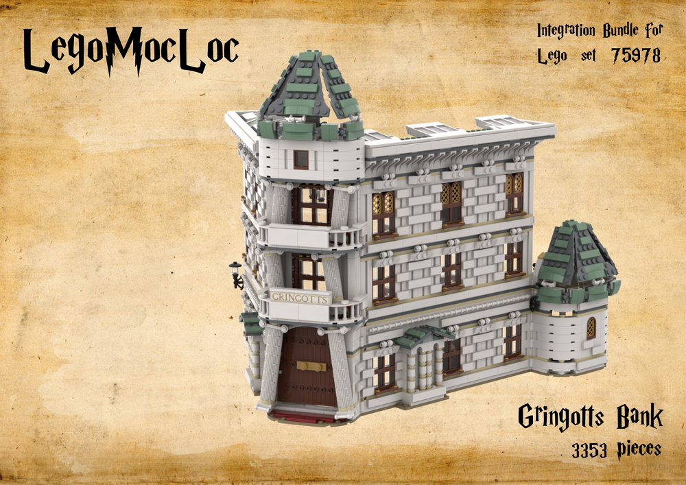 LEGO Gringotts Bank & Ukranian Ironbelly Dragon - Diagon Alley by | Rebrickable - Build with LEGO
