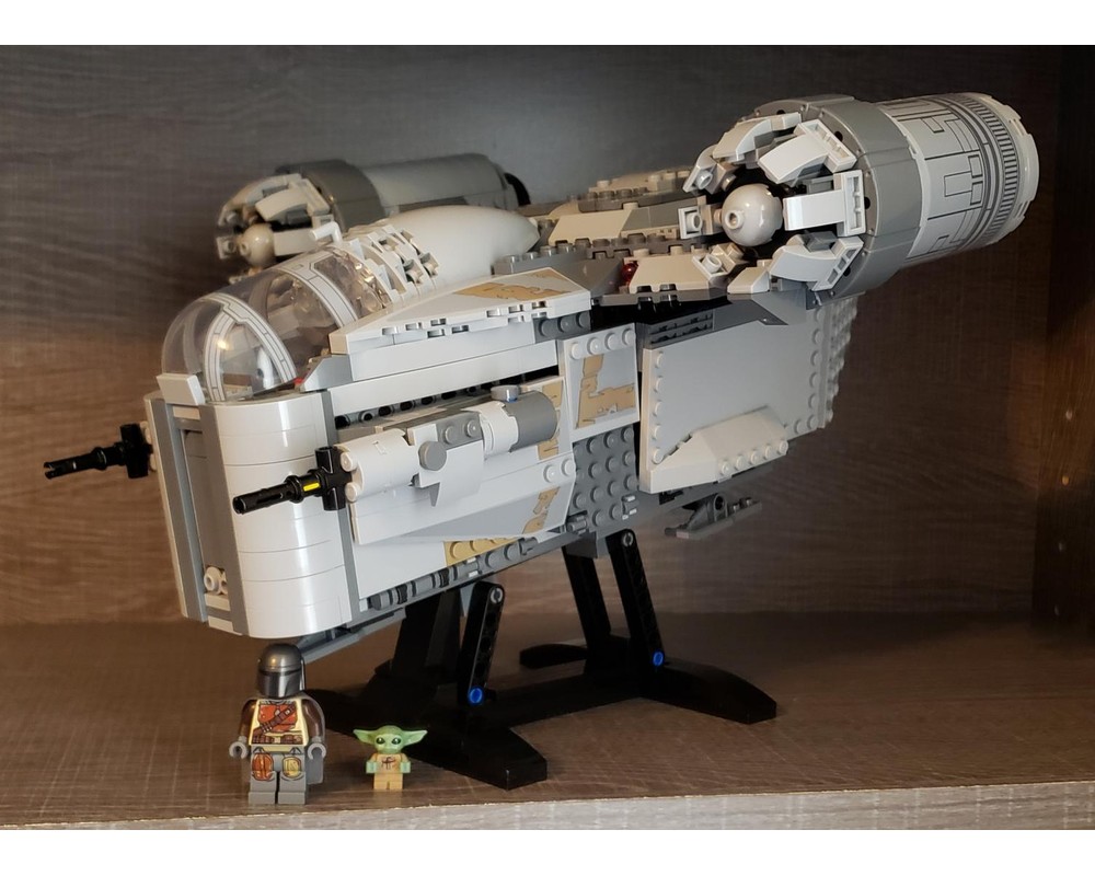 razor crest lego display stand