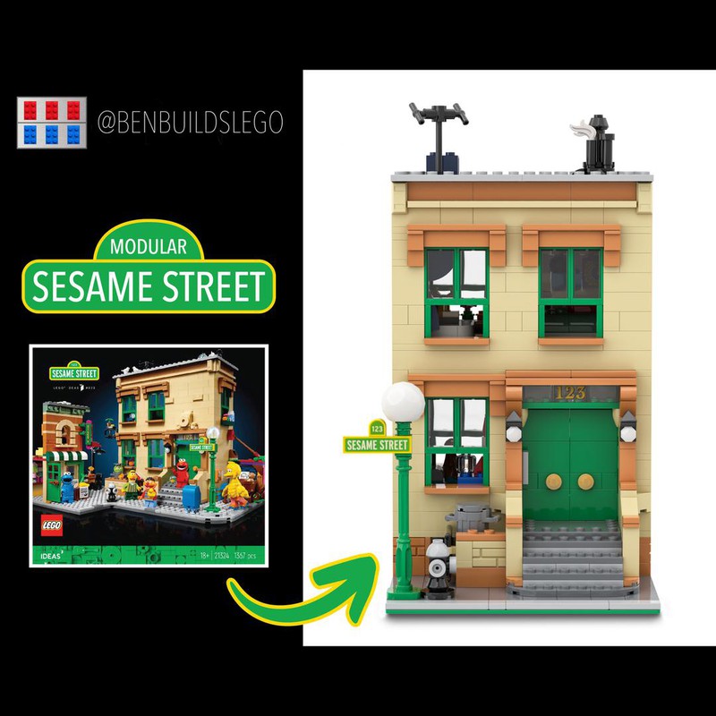LEGO MOC Sesame Street Modular Building by benbuildslego | Rebrickable Build with LEGO
