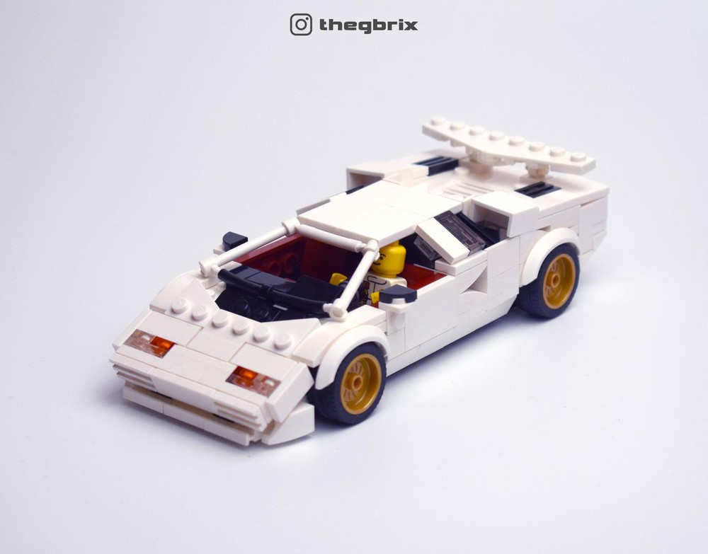 LEGO MOC Lamborghini Countach Speed Champions 8 stud wide - White by