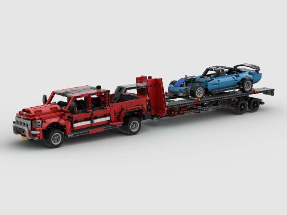 LEGO MOC Dodge RAM Pickup Truck (DRW) with trailer and Bowman Gray stadium race car/42098 C-Model by technicstudiodesigns | Rebrickable - Build with LEGO