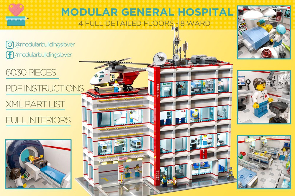 Intimidatie Antagonist Bewusteloos LEGO MOC GENERAL HOSPITAL MOC Modular Building 64x32 by  modularbuildingslover | Rebrickable - Build with LEGO