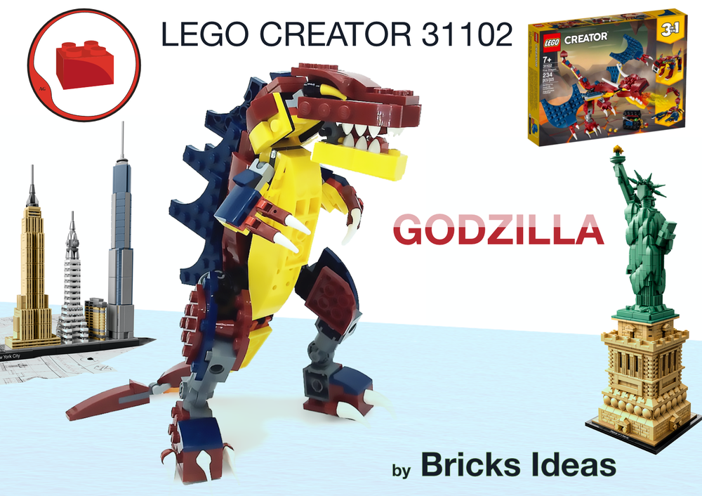 Lego Moc Godzilla - Lego Creator 31102 Set By Bricks Ideas | Rebrickable -  Build With Lego