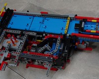 Lock and boat with moving doors and varying water level