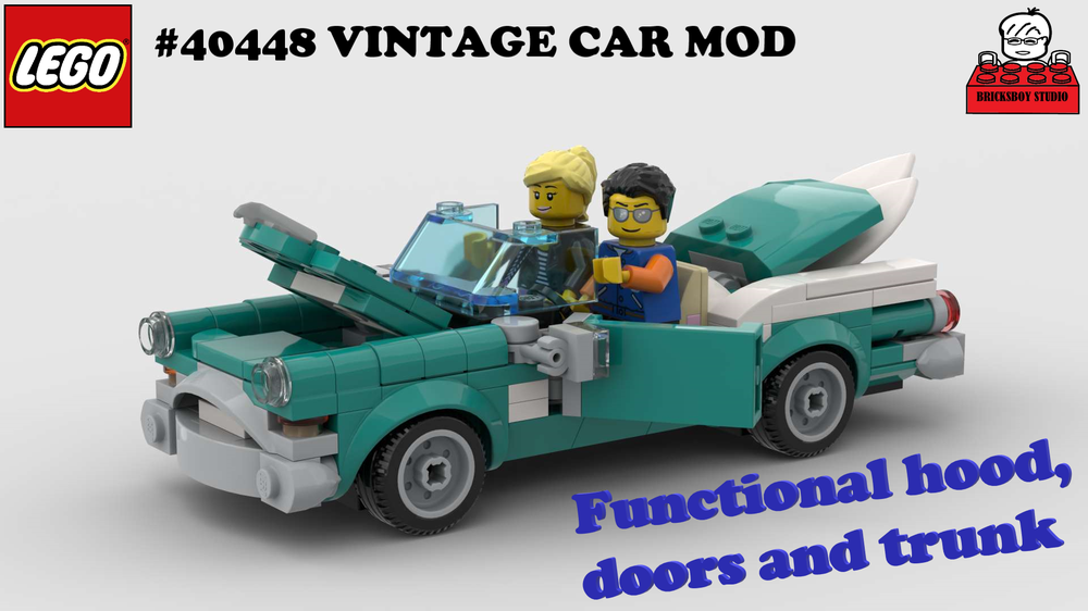 LEGO MOC [MOD] 40448 Vintage Car MOD, with Functional Hood, Doors