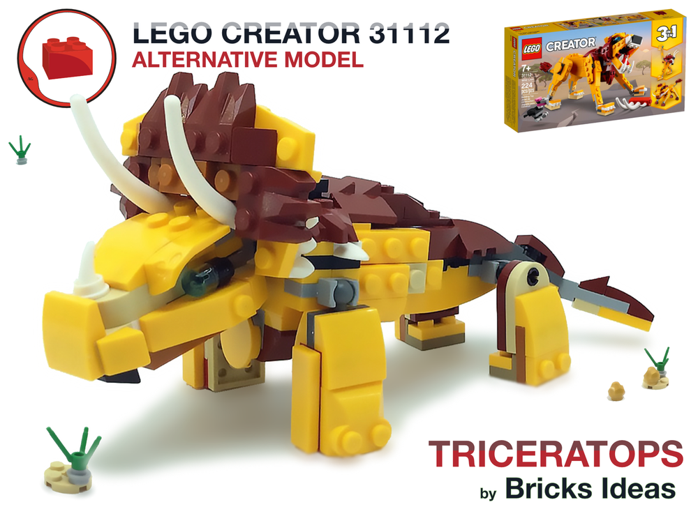 Lego Moc Triceratops Dinosaur Moc Lego Creator 31112 By Bricks Ideas Rebrickable Build 