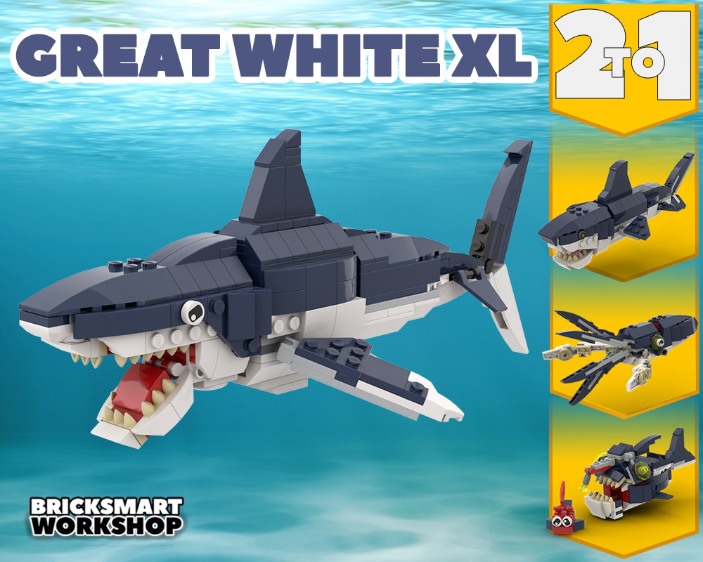 LEGO MOC Great White Shark XL 31088 2 to 1 by bricksmartworkshop