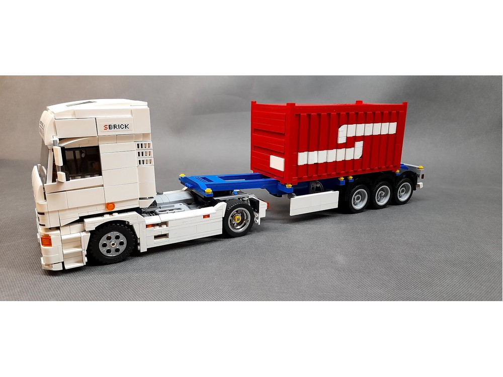 LEGO MOC-73353 container chassis semitrailer Krone red by