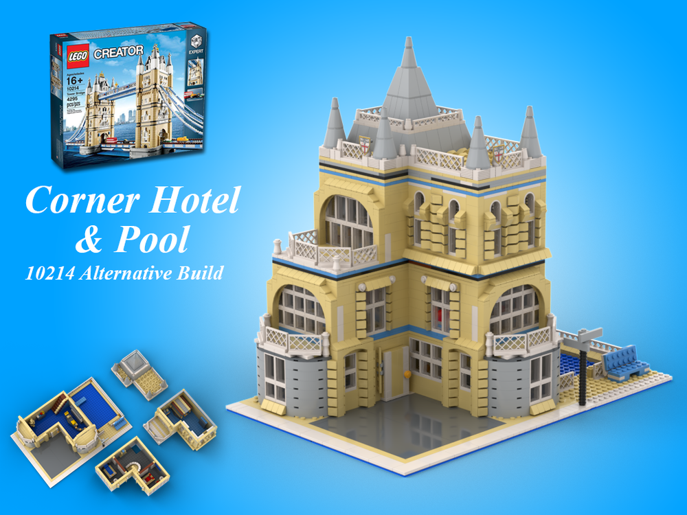 Lego Moc 10214 Modular Hotel Modular Pool Alternative Build By Gabizon Rebrickable Build With Lego