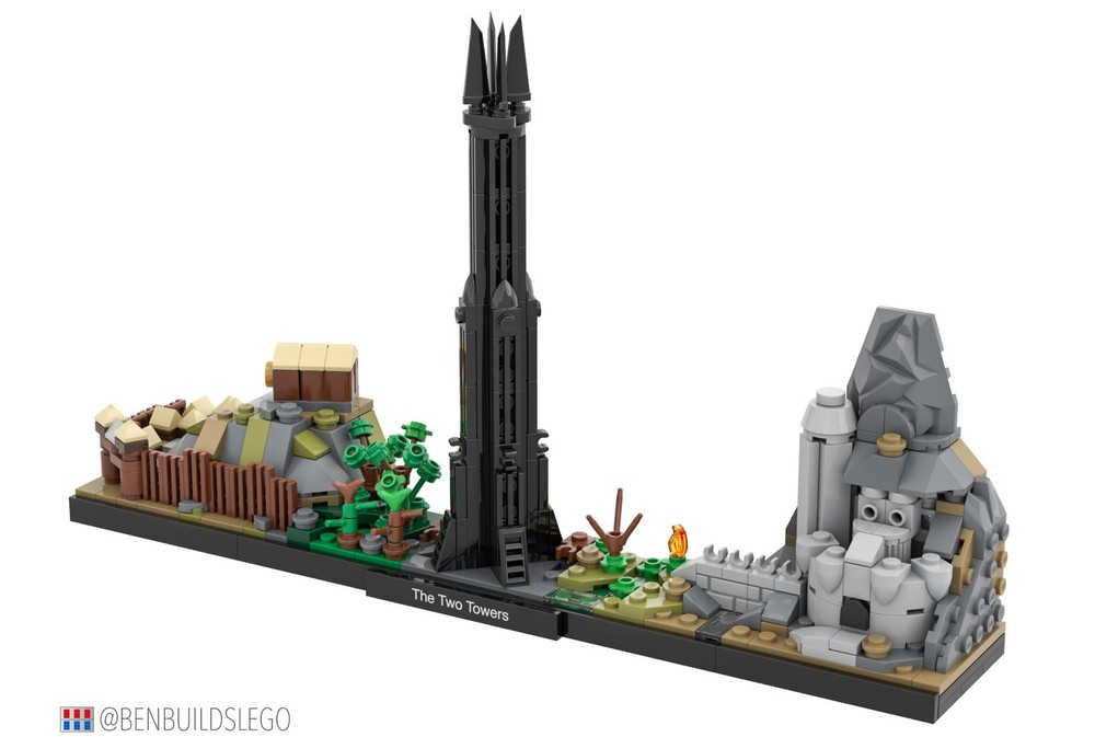 LEGO MOC The Two Towers skyline Lite by benbuildslego Rebrickable Build with LEGO