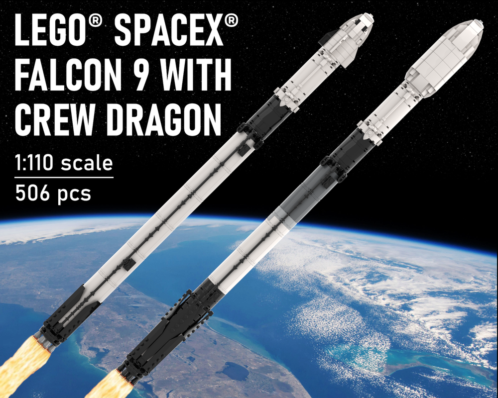 LEGO MOC SpaceX Falcon 9 & Crew Dragon V scale] 0rig0 | Rebrickable - Build with LEGO