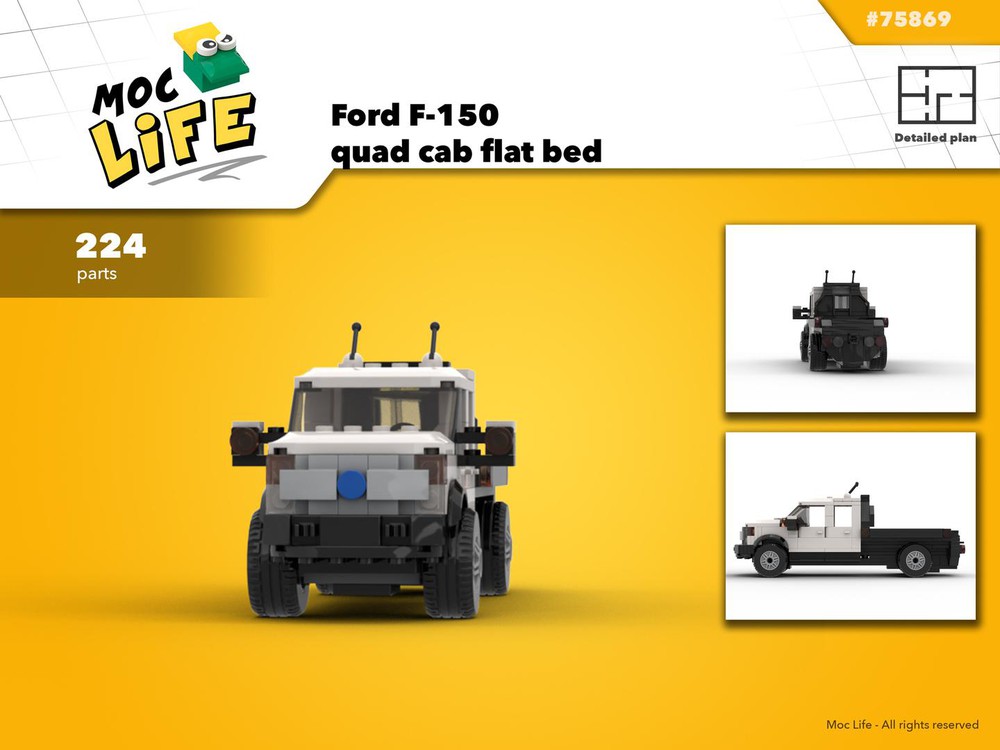 LEGO MOC Ford F-150 quad cab flat bed by MocLife | Rebrickable - Build ...