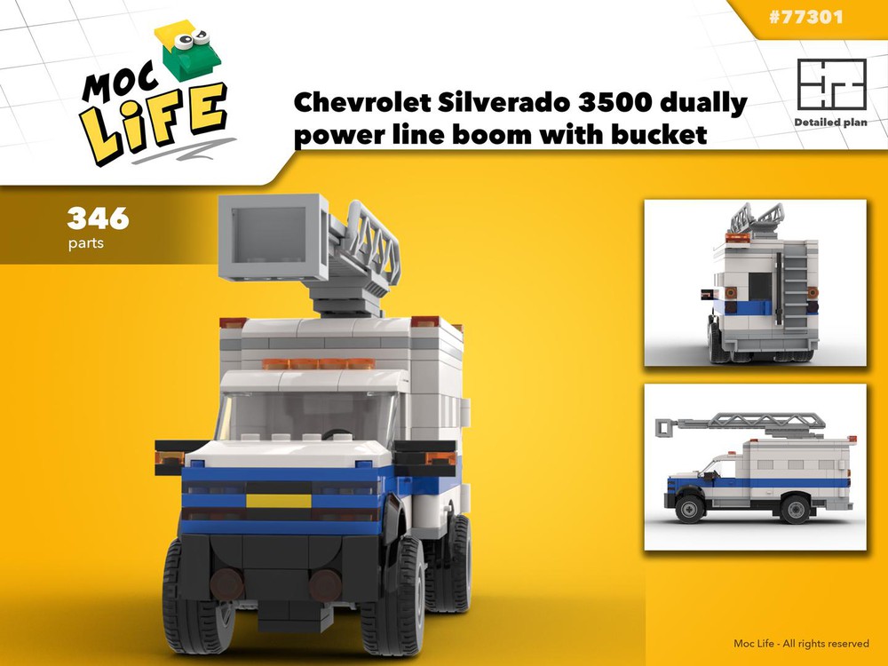 Lego Moc Chevrolet Silverado 3500 Dually Power Line Boom With Bucket By